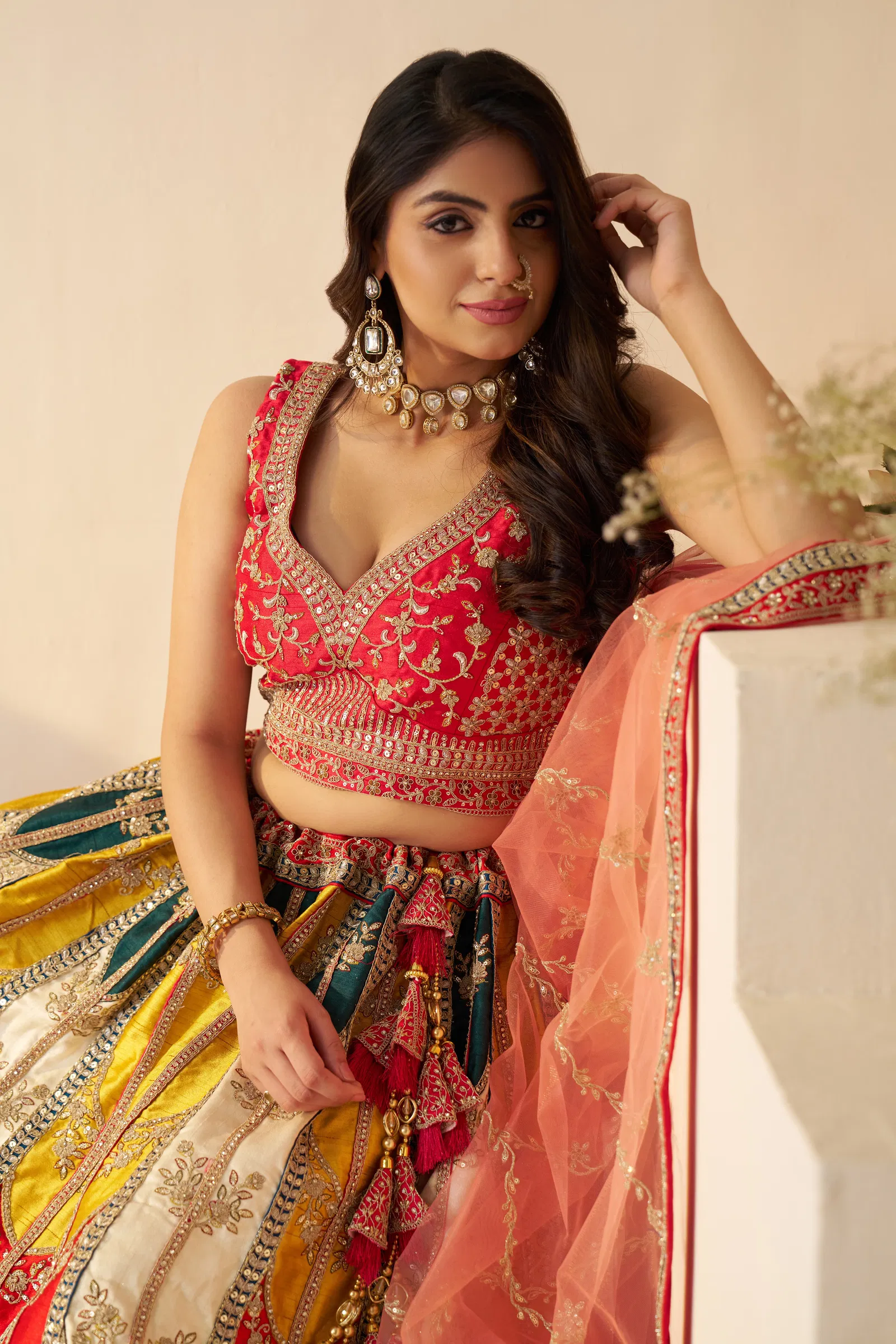 Kf 87 Multi Color Silk Zari Work Bridal Lehenga Wholesale Price In Surat
